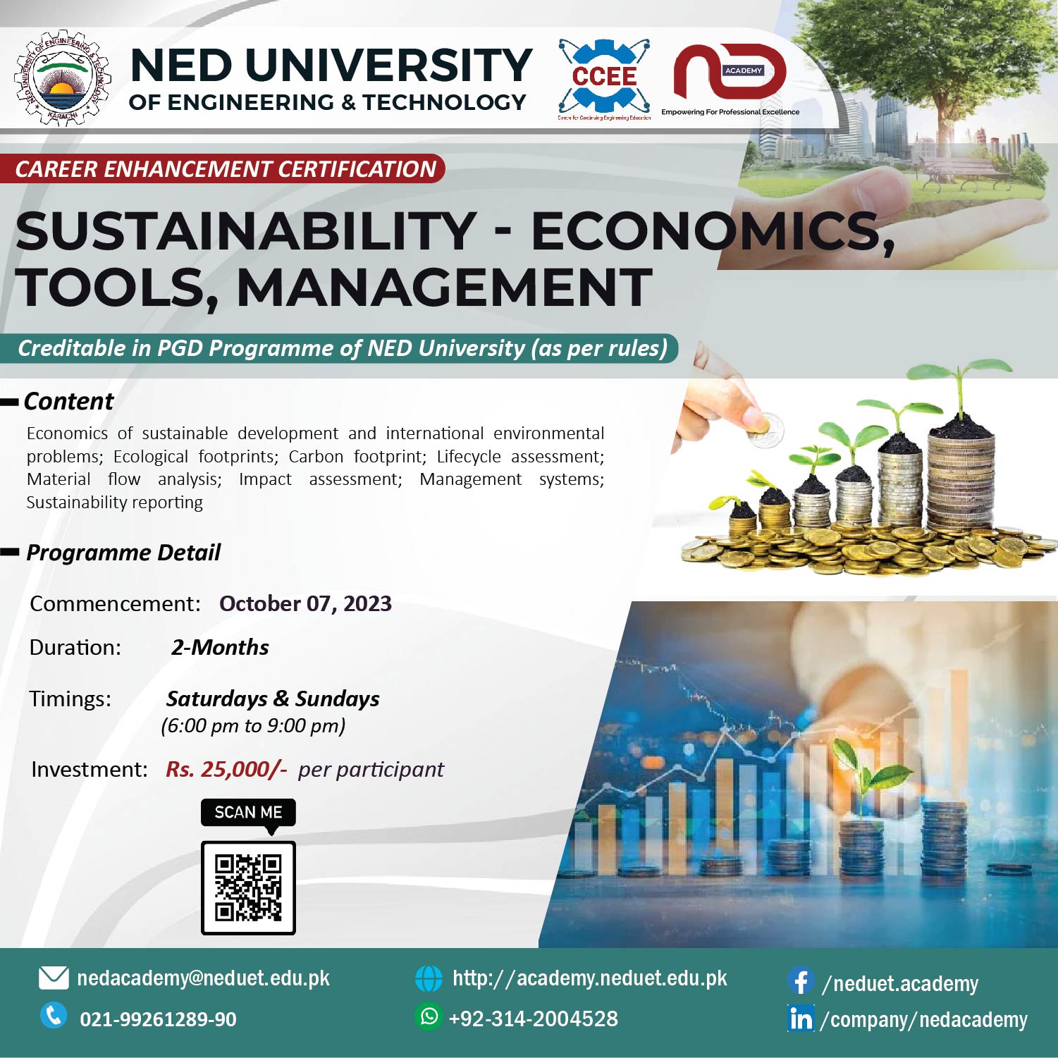 Sustainability - Economics, Tools, Management | NED Academy - CCEE | CMPP